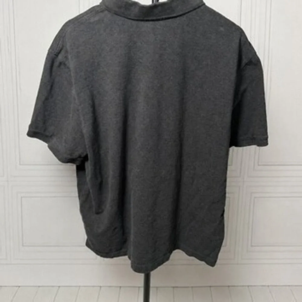Banana Republic XXL Polo Shirt Charcoal Gray Organic Cotton Tonal Logo Preppy